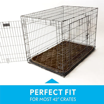 Paw Inspired Washable Padded Crate Mats for Dogs | 41” x 28” Pad, Fits 42-inch Kennels | Leakproof, Waterproof Bottom, Plush Pet Beds (Dark Brown)