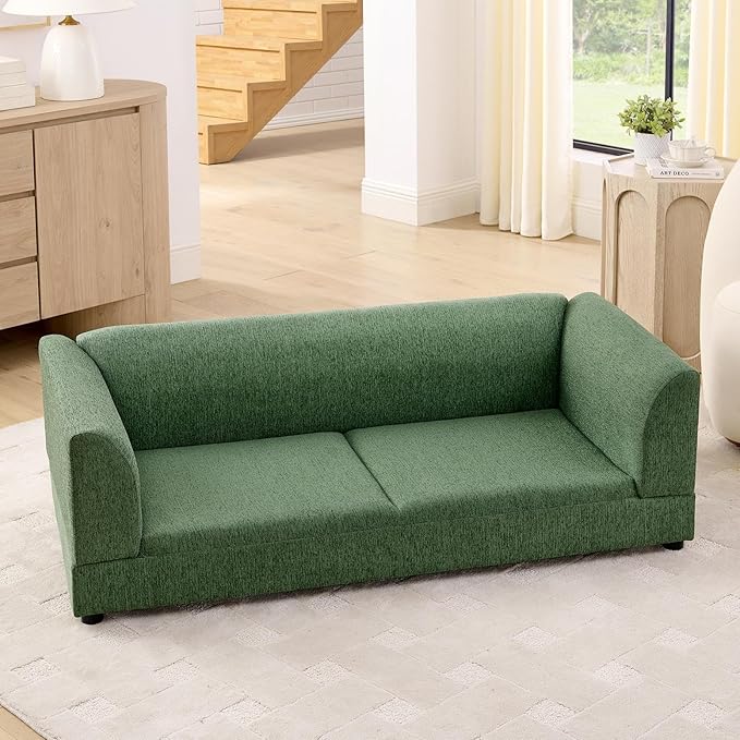 56.5" Dog Sofa Couch for Medium and Large Dogs with Backrest and Armrest, Memory Foam Dog Sofa Bed, Modern Elevated Pet Couch Bed with Legs for Dogs, Green