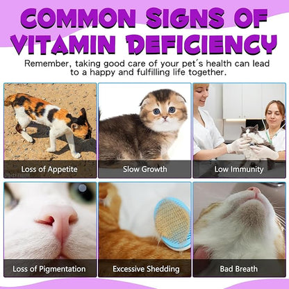 Liquid Multivitamin for Cat, 15 in 1 Cats Multivitamin Liquid Drops Supplements for Skin & Coat, Heart Health, Bones and Joint, Cat Vitamins with Glucosamine and MSM, Immune System Support -60ml