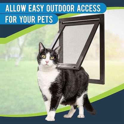 TonGass 7.9" x 9.9" Pet Screen Door Flap Compatible with Doggy Fits Dogs & Cats Under 30 Lbs, Small Dog Doors Flaps, Cat Screen Window Door Flap for Exterior Porch Screen and Window Screen - Brown