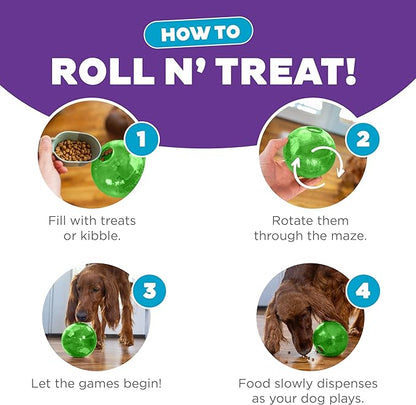 Outward Hound Orbee-Tuff Mazee Interactive Dog Puzzle Toy, Treat Dispensing Slow Feeder Ball, Green, 4.7-Inch