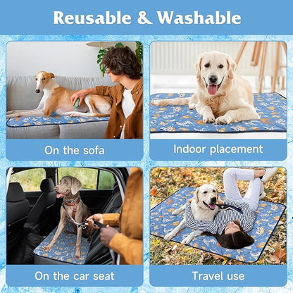 55.1"x40.2" Foldable Dog Cooling Mat, Washable Cooling Mat for Dogs, Soft Blanket for Dogs and Cats, Large