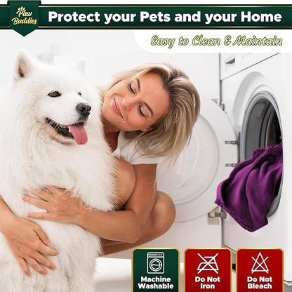 Paw Buddies Premium Waterproof Blanket 80"x90" Velvet-Feel Reversible Throw – Leakproof, Machine Washable Bed & Sofa King Size Protector for Couples, Pets & Travel + Bonus Small Blanket