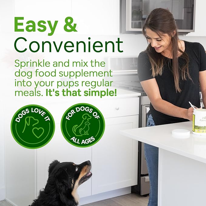 Organic Dog Multivitamin Supplement (12 oz) | Dog Greens Powder - Human Grade Superfoods, adds Essential Vitamins & Minerals to Balance a Homemade Diet, Kibble, Vegan or Raw Food (2 Pack)