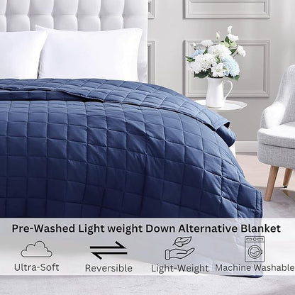 Casa Platino Navy Blue Blanket - Soft Pre-Washed Microfiber Down Alternative Queen Size All Season Bed Blanket