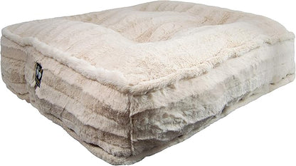 Bessie and Barnie Frosted Willow Extra Plush Shag Faux Fur Luxury Sicilian Rectangle Pet/Dog Bed (Multiple Sizes)