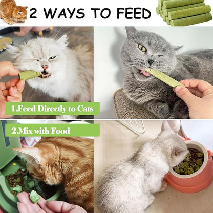 120g Cat Grass Teething Stick, Freeze Dried Cats Grass Stick Edible Cat Chew Toy for Teeth Cleaning Dental Health and Hairball Removal