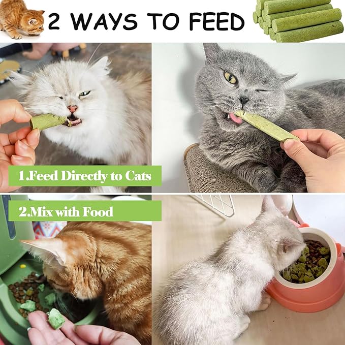 30g Cat Grass Sticks, Freeze Dried Cats Grass Teething Stick, Edible Cat Chew Toy for Teeth Cleaning Dental Health and Hairball Removal