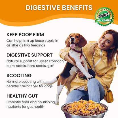 Olewo Original Carrots for Dogs – Fiber for Perfect Poop, Dehydrated Dog Food Toppers for Picky Eaters, Natural Skin & Coat Support, Multivitamin, Probiotics for Digestive & Gut Health, 1 lb