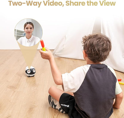Enabot EBO Air 2S FamilyBot Home Robot Camera: 2.5K Indoor Pet Cam, Movable Robot Camera, 2-Way Video, Auto-Recharge, Long Battery Life, Custom Facial Image, Night Vision