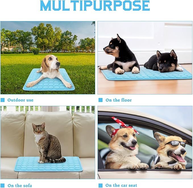 2026 Upgraded Dog Cooling Mat Large Cooling Pad-Q-Max>0.4 Summer Pet Bed for Dogs Cats Kennel Pad with Chill Cool Fiber,Breathable Portable Pet Self Cooling Blanket Machine Washable,40"x28"