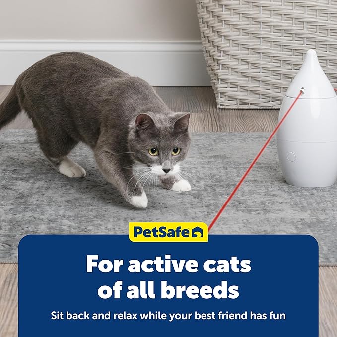 PetSafe Zoom Rotating Laser Cat Toy - Encourages Multi-Cat Play - Dual Red Laser Beams - Motion Toy - Whisper Quiet Operation - Battery Operated