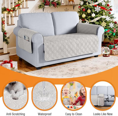 VANSOFY Couch Cover, Waterproof Sofa Covers Washable Slipcover Furniture Protector Couch Seat Covers Non-Slip Couch Cover for Dogs, Pets(Loveseat Plus, Off White)