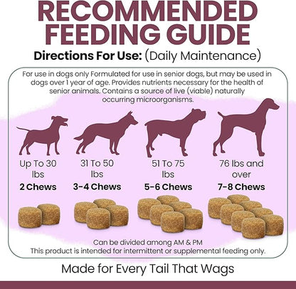 12-in-1 Multivitamin for Senior Dogs - 120 Senior Dog Vitamin and Supplement Soft Chews for Hip and Joint - Advanced Formula with Glucosamine, Omega 3,6,9, Vitamins, Probiotics - Made in the USA