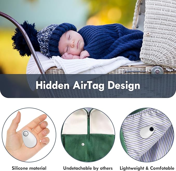 Airtag Holder for Kids Hidden 4 Pack Upgraded GPS Tracker Case, Anti-Removal Airtag Silicone Case with Safety Pins, Avoid Airtag Loss, Suitable for Children, Elderly, Pets, Backpack, Luggage