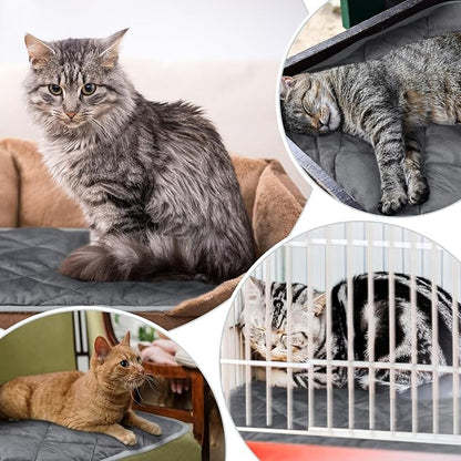 4 Pack Self Heating Cat Pad Self Warming Dog Mat Reflects Body Heat Extra Warm Thermal Pet Pad Washable Dog Cat Bed Crate Bed Mat Blanket(Gray,19 x 27.5 Inch)