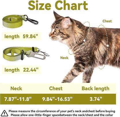Cat Harness and Leash Set, 3-in-1 Escape Proof Adjustable, Comfortable Soft Lightweight, Safe, Easy to Wear, Walking Travel Kitten Harness for Small Medium Cats (Yellow)