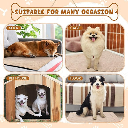 Novabright 3 Pack Self Warming Cat Bed 17x22 Inch Self Heating Dog Mat Reflects Body Heat Extra Warm Thermal Pet Pad Washable Cat Dog Bed for Outdoor Indoor Large Kittens Puppy(Black/Khaki)