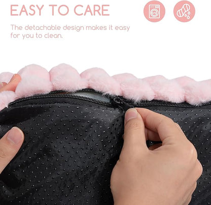 Hollypet Fluffy Dog Cat Bed Pet Couch Beds Plush Soft Warming Washable Puppy Bed for Small Medium Dogs and Large Cats, Light Pink, 24" L x 18" W x 10" Th