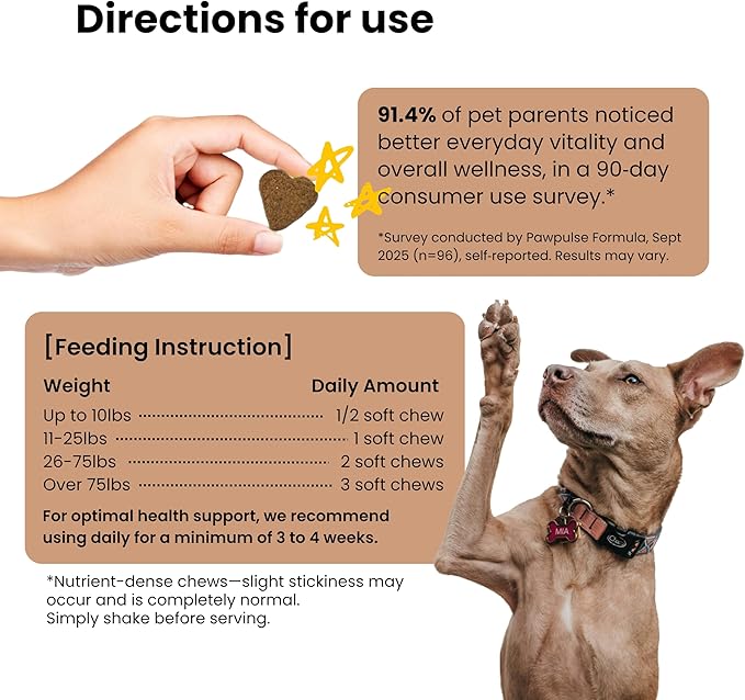 Pawpulse Formula Turkey Tail Mushroom for Dogs - Lipoma, Lumps & Bumps Defense - 7-in-1 Functional Immune Support with Reishi & Lion's Mane - Brain, Vitality, Gut Health & Longevity - 80 Soft Chews