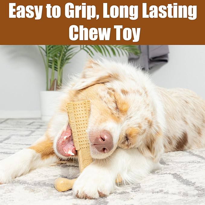 SPOT Bam-Bones Plus Coffee Wood T-Bone Dog Chew Toy, Chicken Flavor, Nylon and Coffee Wood Fiber Blend, Durable Chew for Heavy Chewers and Dogs Under 90 lbs, Non-Splintering Dental Chew, 7 Inch