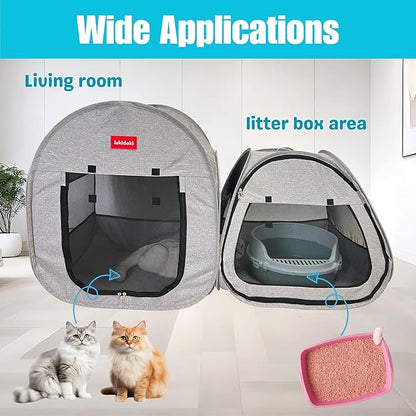 Portable Cat Playpen 2-Room, 2-in-1 Pop-up Cat Dog Crate Play Enclosure with Separate Areas, Foldable Pet Playpen for Puppy Kitten and Small Animals Indoor Outdoor Travel