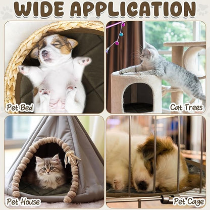 Drydiet 2 Pcs Self Warming Cat Mat Round Self Heating Pad Bed Reversible Machine Washable Heated Bed Anti Slip Warming Pad Pet Mat for Cat Crate Indoor Outdoor(Coffee,16 Inch)