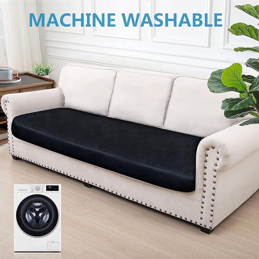 ANARACHON Leather Look Couch Cushion Covers Sofa Seat Slipcovers Sets Couches Furniture Protector for Sectional Armchair Loveseat Pets Kids Stretch Spandex Fabric (1 Cushion Sofa, Navy)