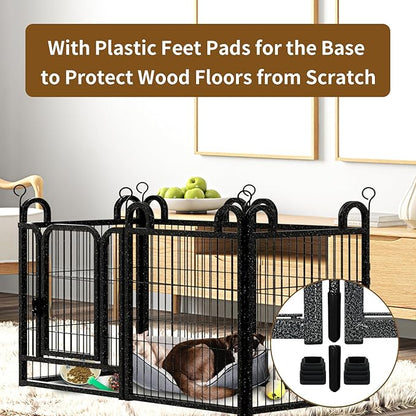 Dog Playpen Outdoor 12 Piece Panels Heavy Duty Dog Fence 32" Height Anti-Rust with Doors Portable for RV Camping Yard, Total 27FT, 58 Sq.ft, Snowy Black