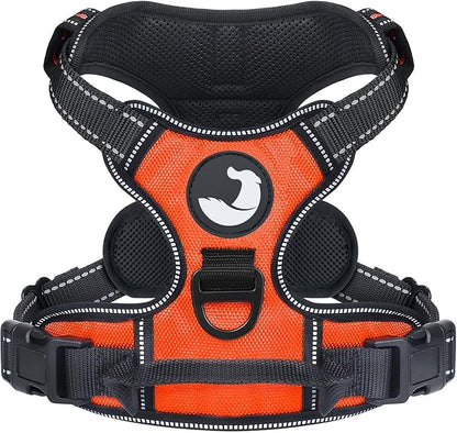 Joytale No Pull Dog Harness for Large Dogs, Reflective Pet Vest with Front Clip, Adjustable Soft Padded Harnesses with Easy Control Handle for Training and Walking, Orange, L
