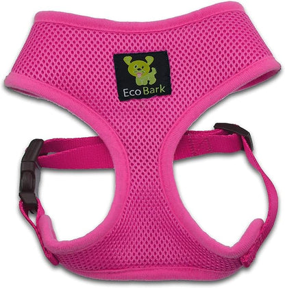EcoBark Dog Harness - Eco-Friendly Max Comfort Harnesses - Luxurious Soft Mesh Halter - Over The Head Harness Vest- No Pull and No Choke for Small, Toy Breed, and Teacup Dogs (XS, Fuchsia Pink)