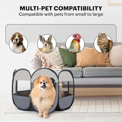 LAFYETTE - USA Based, Dog Cat Playpen, Puppy Kitten Pet Playpen Indoor Outdoor, Portable Pop Up Dog Kennel Tent Crate Cage for Dog Cat Rabbits, Foldable Pet Enclosure, Removable Top Cover, 36" x 16"