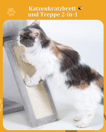 Aechonow Cat Tree Tower for Large Cat, Cat Bed House with Large Perch for Adult Cats, 20 * 16.5 Inch Big Platform for Indoor with Super Cozy Mat, Large Condo with Scratching Post, Light Gray