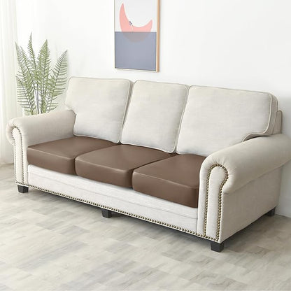 Yates Home PU Leather Couch Sofa Cushion Slipcover Water-Proof Elastic Chair RV Seat Covers Loveseat Sofa Furniture Protector Slip Cover for Settee Seater Replacement in Living Room（3 Pieces, Camel