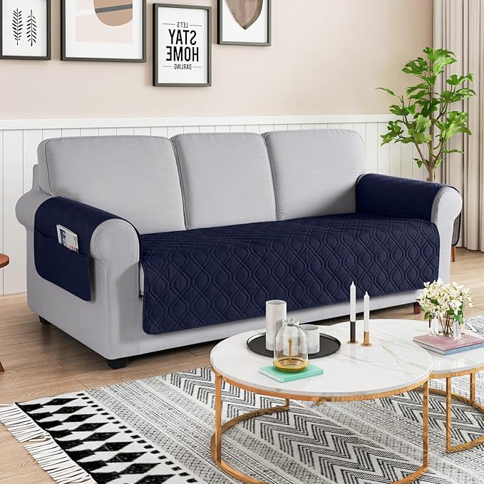 VANSOFY Couch Cover, Waterproof Sofa Covers Washable Slipcover Furniture Protector Couch Seat Covers Non-Slip Couch Cover for Dogs, Pets(Sofa Plus, Dark Blue)