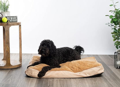 Modern Threads - Luxury Dog Bed - Orthopedic Memory Foam Soft Plush Pillow Bed for Small to Large Dogs - Machine Washable - Pamper Your Pet with Cozy Beds - Linen Beige