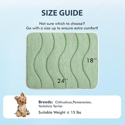 MICROCOSMOS 0.8" Thick Cooling Dog Foam Pad & Summer Pet Sleeping Mat, Machine Washable, Materials Safe, Portable Flat Pet Bed for Dogs.(Green, 24" x 18")