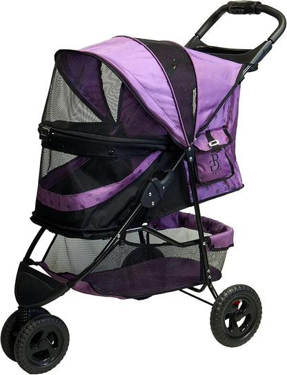 Pet Gear No-Zip Special Edition 3 Wheel Pet Stroller for Cats/Dogs, Zipperless Entry, Easy One-Hand Fold, Removable Liner, Cup Holder, New Orchid