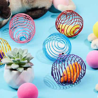 Jecery 5 Pcs Cat Spring Balls Toys Stretchable Rolling Balls Colorful Playful Coils Interactive Action Toy Caged Rats for Kitten Pet Supplies (Mouse,Multicolor)