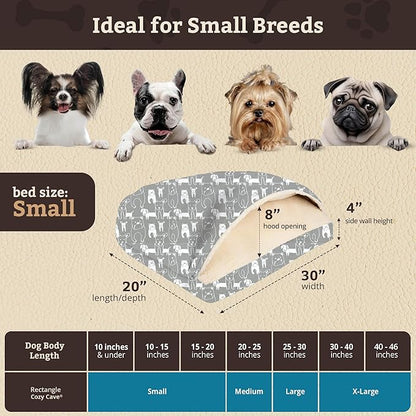 Snoozer Pet Products Luxury Rectangle Cozy Cave, Wag Collection, Small, Pedigree Storm