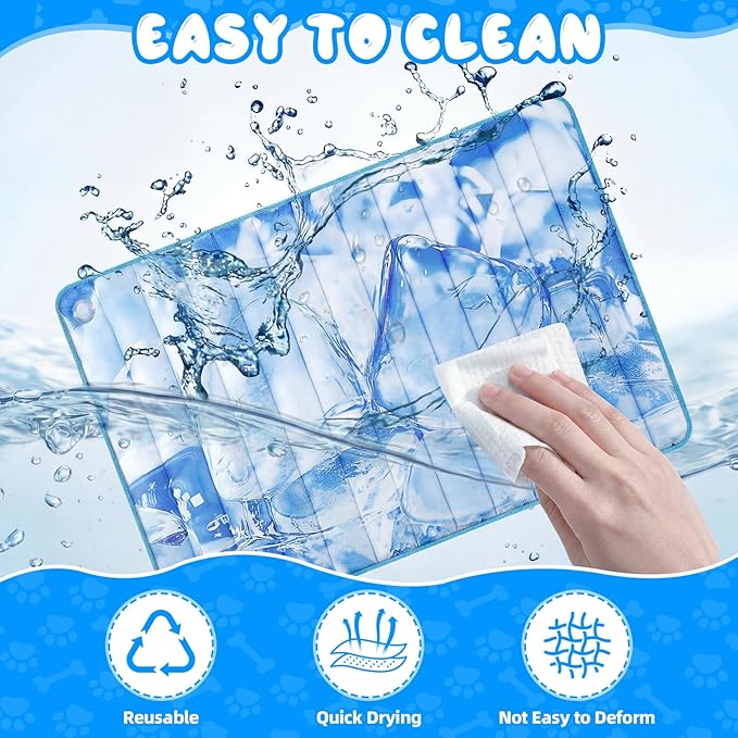 Chunful 4 Pack Dog Cooling Mat Water Injection Pet Cooling Mat for Dogs Cats with Storage Bags Washable and Foldable Pet Pad Summer for Small Medium Large Breeds of Doggy Bed Sofa Floor Car Seat (XL)