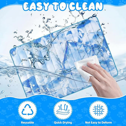 Chunful 4 Pack Dog Cooling Mat Water Injection Pet Cooling Mat for Dogs Cats with Storage Bags Washable and Foldable Pet Pad Summer for Small Medium Large Breeds of Doggy Bed Sofa Floor Car Seat (XL)