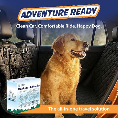 Panther Armor Hard Bottom Backseat Extender for Dogs, Dog Car Seat Cover with 2 Door Protectors, Foldable 8-Panel Dog Hammock, Waterproof Bench Seat Protector, Washable Topper