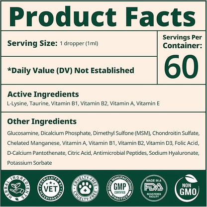 Hip & Joint Supplement for Dogs, Liquid Glucosamine Chondroitin for Dogs with MSM, Hyaluronic Acid & Collagen – Dog Joint Supplement for Mobility, Hip Support & Flexibility – Chicken Flavor, 60 mL