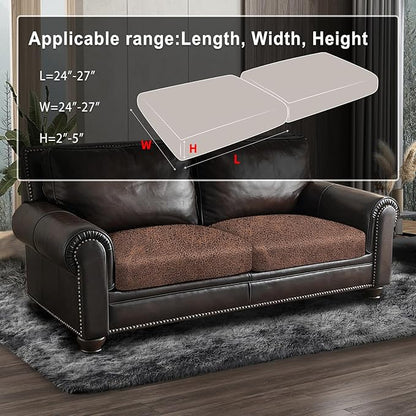 ANARACHON Leather Look Couch Cushion Covers Sofa Seat Slipcovers Sets Couches Furniture Protector for Sectional Armchair Loveseat Pets Kids Stretch Spandex Fabric (2 Cushion Loveseat, Brown)