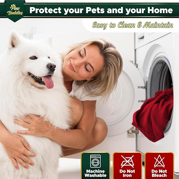 Paw Buddies Premium Waterproof Blanket 80"x90" Velvet-Feel Reversible Throw – Leakproof, Machine Washable Bed & Sofa King Size Protector for Couples, Pets & Travel + Bonus Small Blanket
