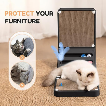 Goosheep Cat Scratching Board Kitten Scratching Ball Wall Scratchers for Indoor Cats L Shaped Cat Scratcher Cats with Scratcher Pads Black