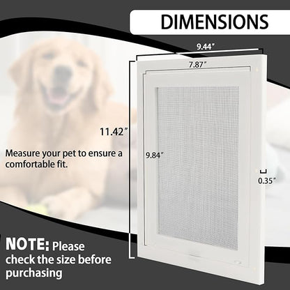 TonGass 7.87" x 9.84" Pet Screen Door Flap Compatible with Doggy Fits Dogs & Cats Under 30 Lbs, Small Dog Doors Flaps, Cat Screen Window Door Flap for Exterior Porch Screen and Window Screen - White