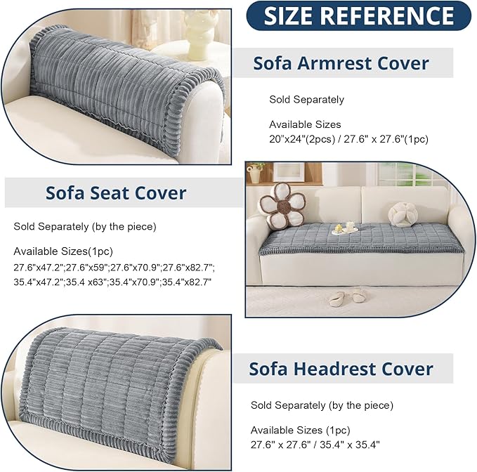 OstepDecor Washable Couch Cover for Dogs, Thick Pet Friendly Sofa Covers, Soft Couch Protector, Paw Cart Sofa Slipcovers, Cushion Protector for Leather, Sectional, Loveseat (20" x 24", Blue Grey)