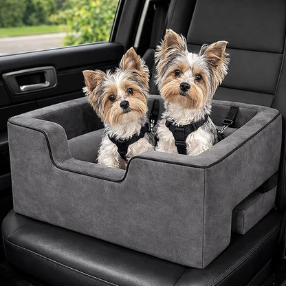 Pet Gear Lookout Booster Car Seat, Removable Comfort Pillow, Safety Tether Included, Installs in Seconds, No Tools Required, Light Charcoal